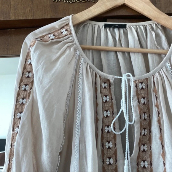 Tunic dress beach summer M beige tassels beachwear - Picture 2 of 4